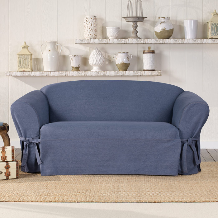 Sure Fit Authentic Box Cushion Loveseat Slipcover & Reviews Wayfair